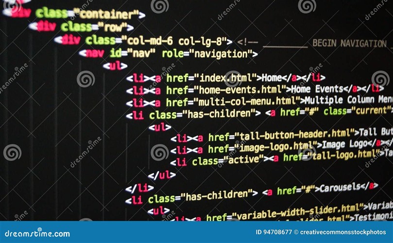 Close-up of HTML code on a computer screen